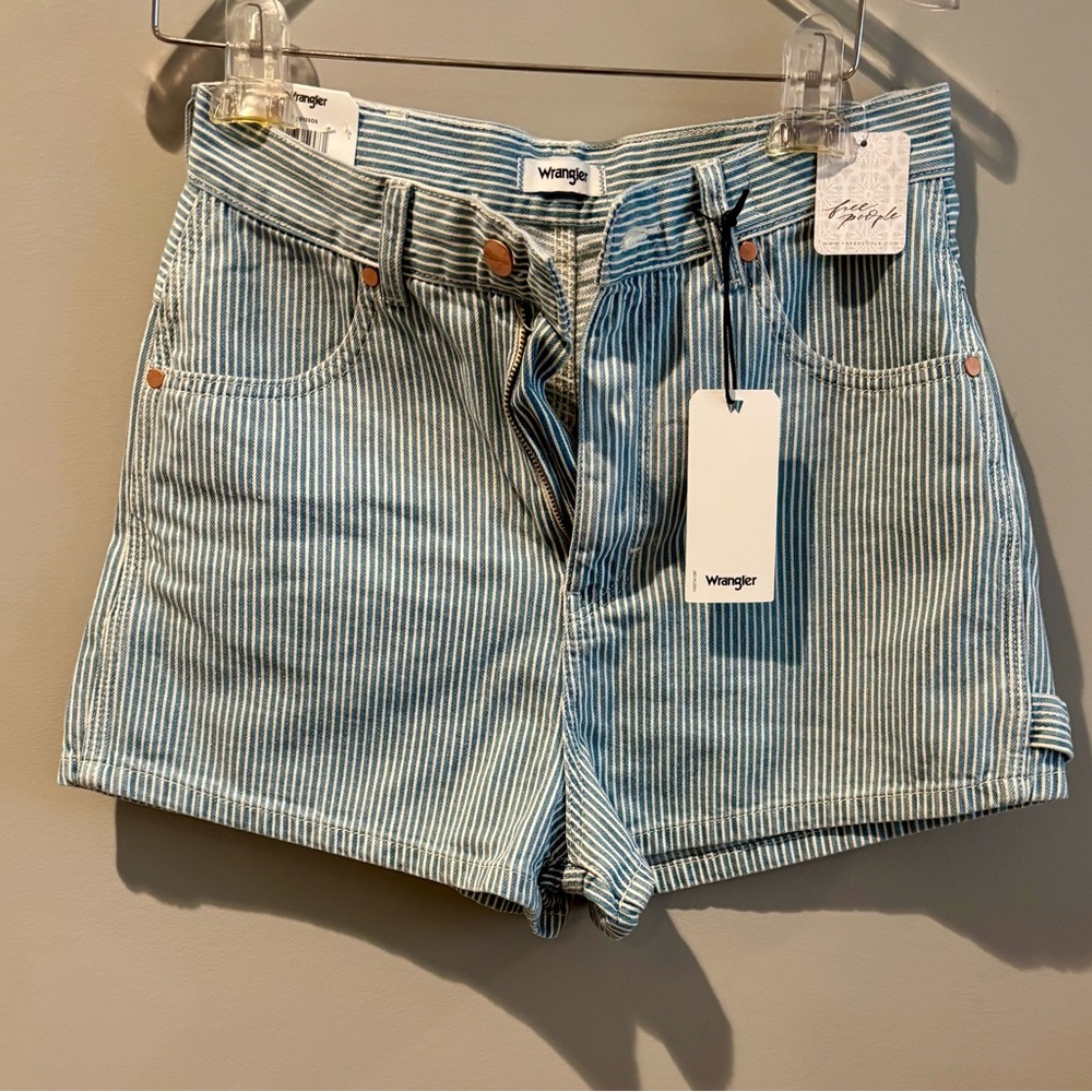 Wrangler Women's Blue Striped Jean Shorts sold at Free People NWT